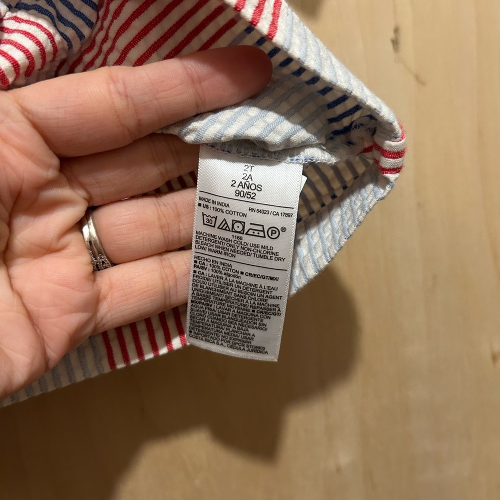 Old Navy Kids Seersucker Button-Down Shirt - Red, Blue, White - Picture 5 of 5